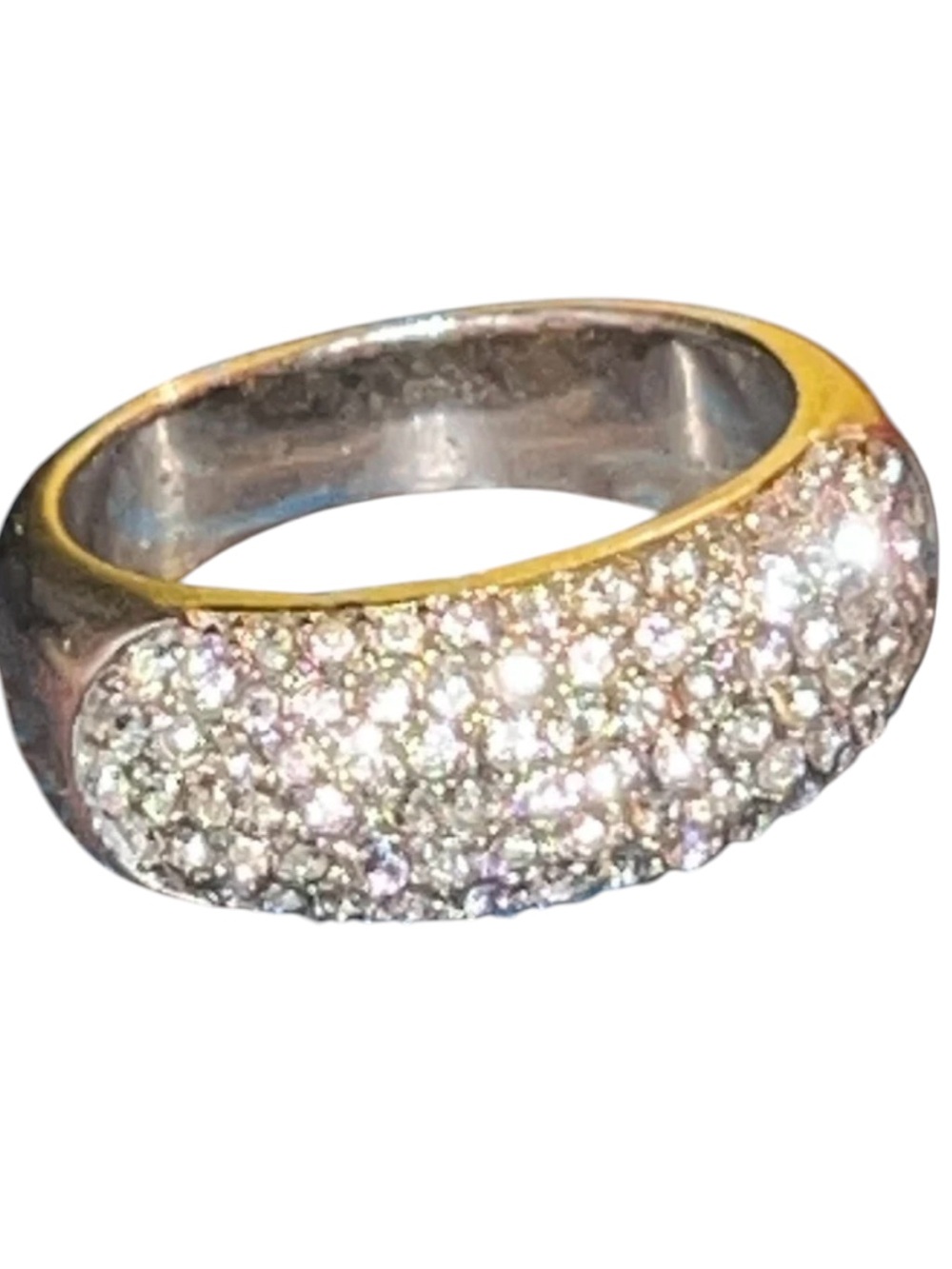 Silver CZ Pavè Heavy Band Ring Signed NVC Sz 8